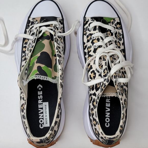 Converse Chuck Taylor 10M Low Top Chunky Platform Leopard Run Star Tennis Shoes - Picture 7 of 12